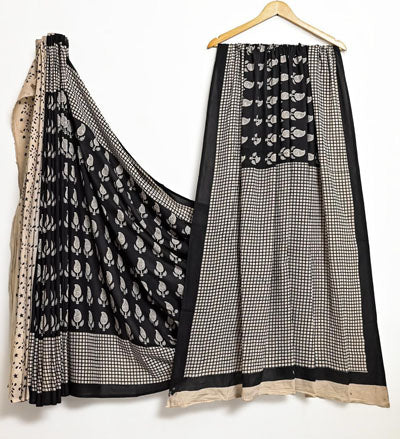 Bagru Hand block printed pure cotton Mulmul sarees